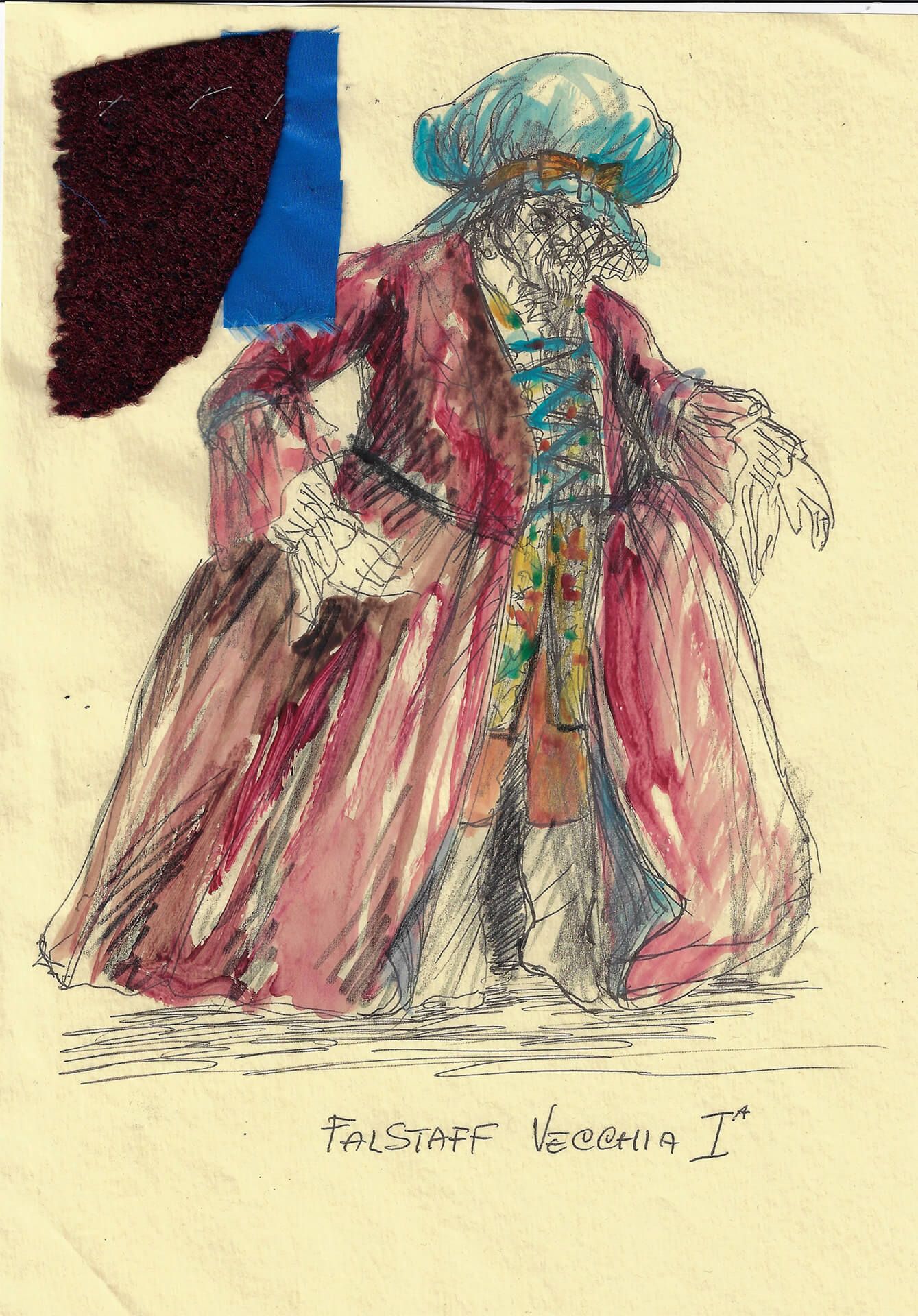 Bozzetto di costume per l'opera Falstaff diretta da Paolo Valerio