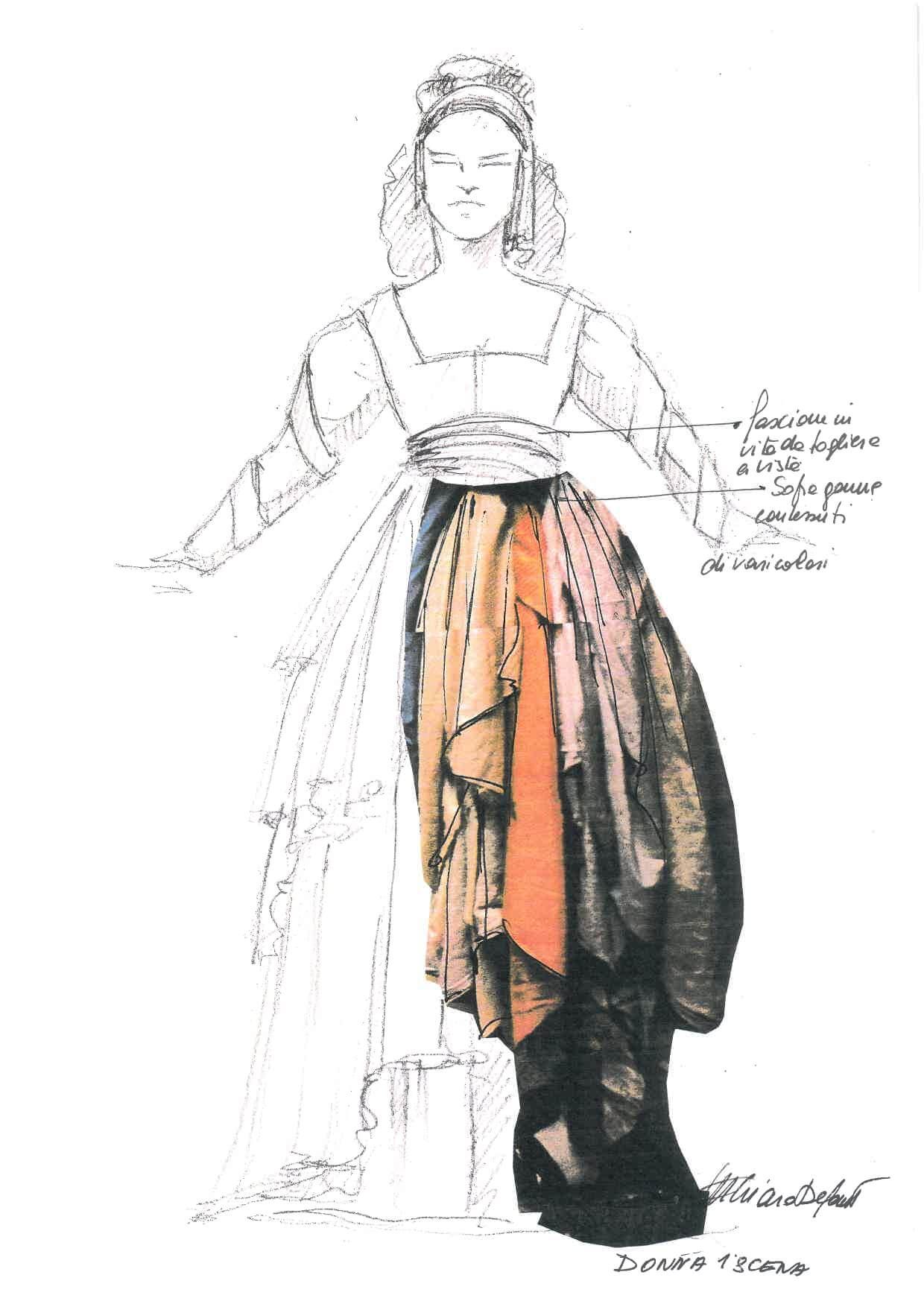 Bozzetto costume dello spettacolo La bisbetica domata, regia di Paolo Valerio