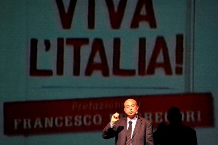 Foto di scena dello spettacolo Viva l'Italia! Regia di Paolo Valerio, con Aldo Cazzullo