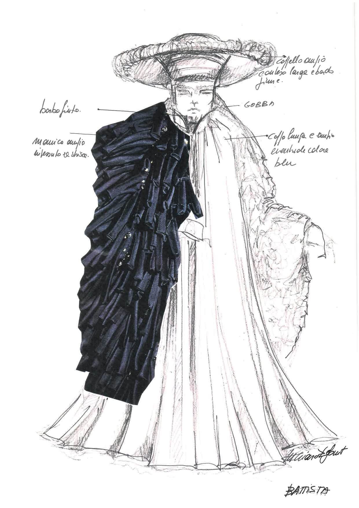 Bozzetto costume dello spettacolo La bisbetica domata, regia di Paolo Valerio