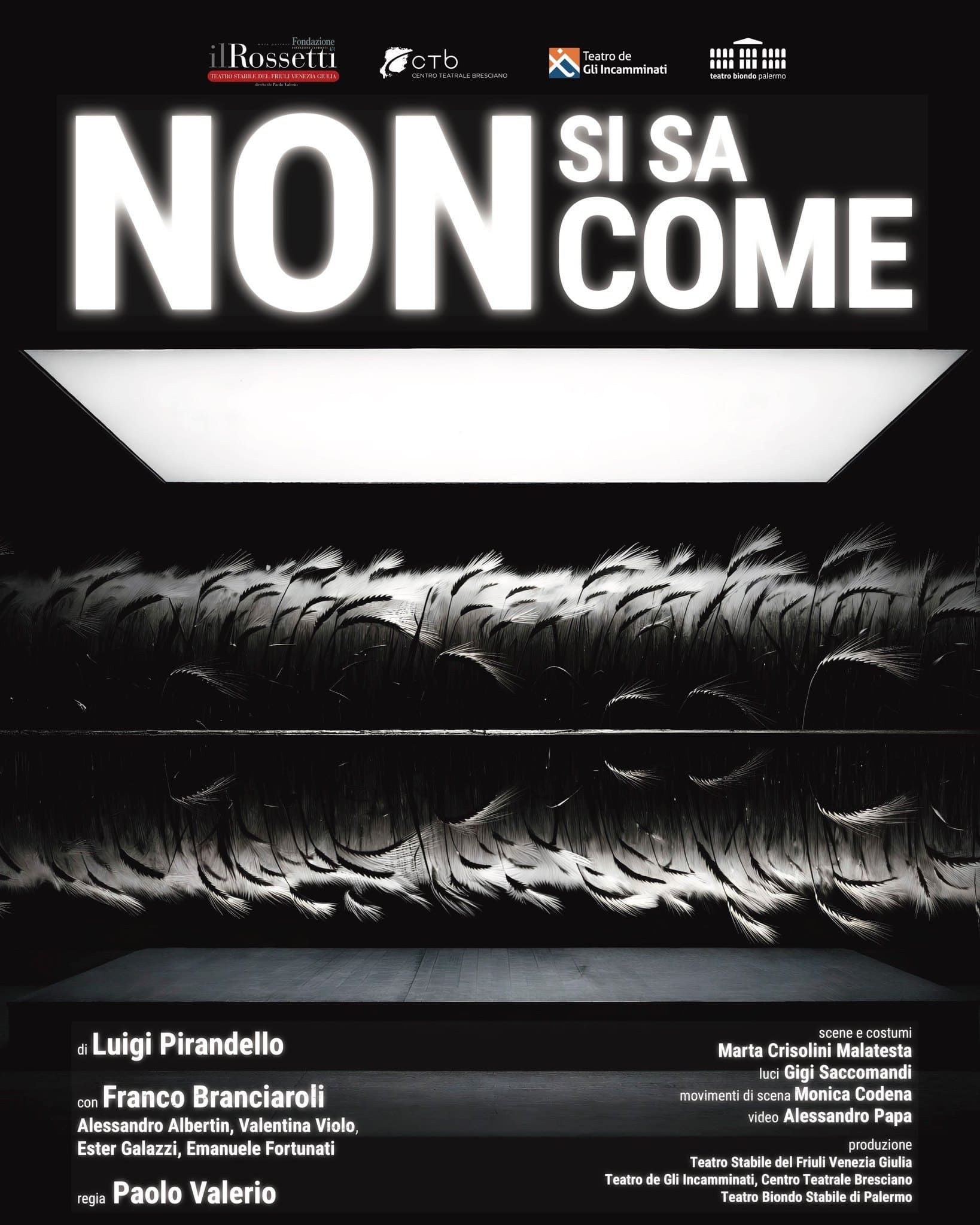 Locandina dello spettacolo Non si sa come di Luigi Pirandello, con Franco Branciaroli, regia di Paolo Valerio