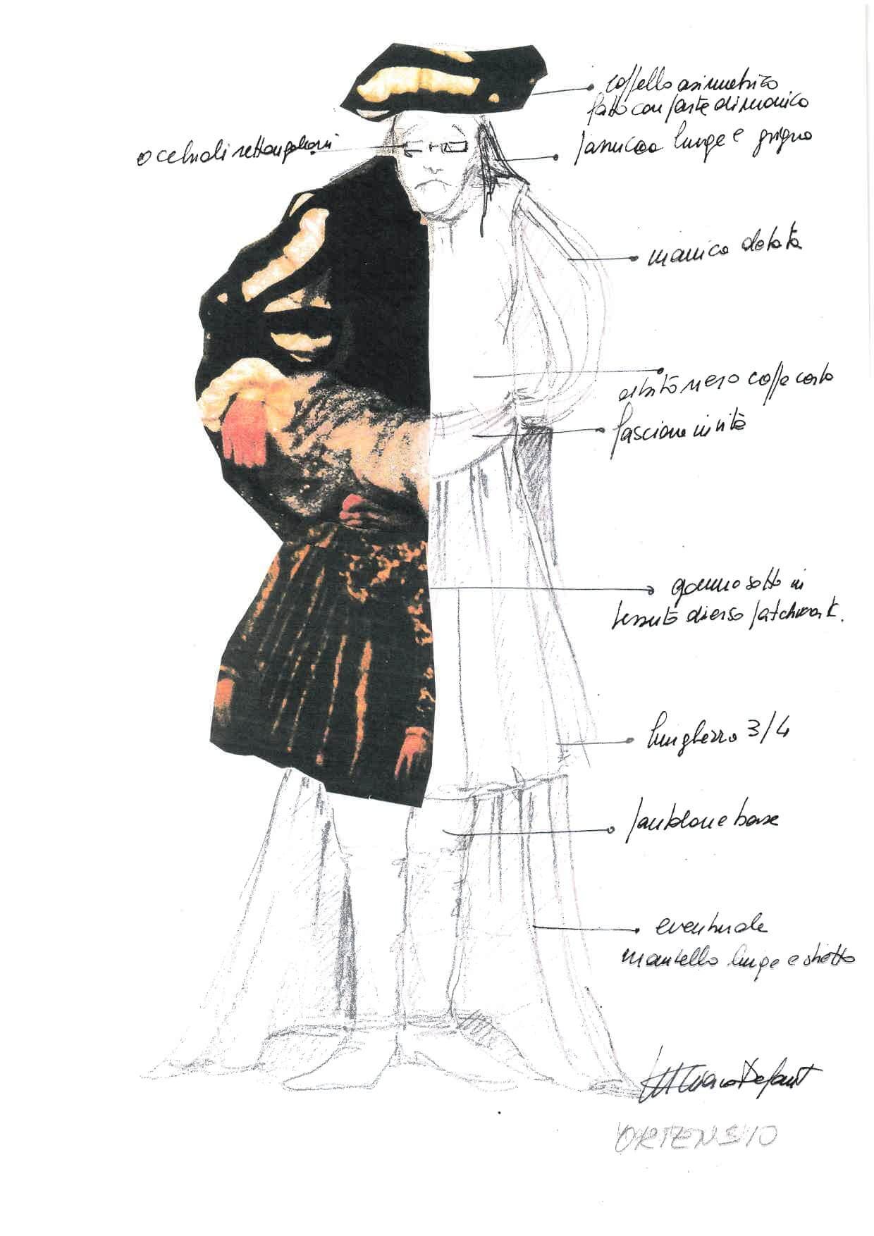 Bozzetto costume dello spettacolo La bisbetica domata, regia di Paolo Valerio