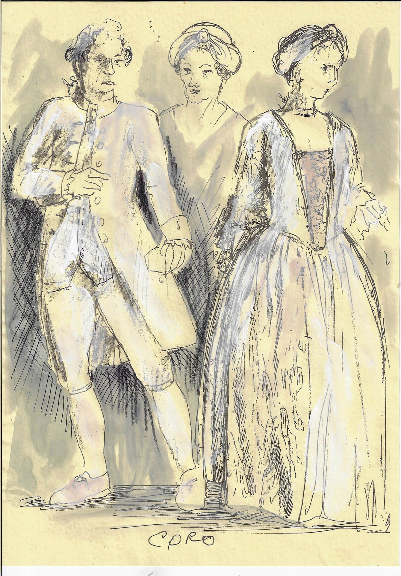 Bozzetto di costume per l'opera Falstaff diretta da Paolo Valerio