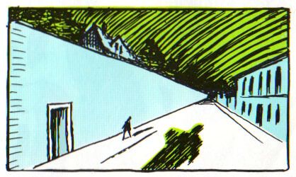 Foto di scena dello spettacolo Poema a fumetti, tratto da Dino Buzzati, regia di Paolo Valerio, interpretato da Paolo Valerio